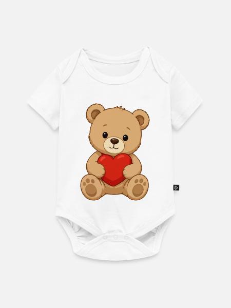 Kuschelbär mit rotem Herz - Baby Premium Kurzarmbody - Weiß