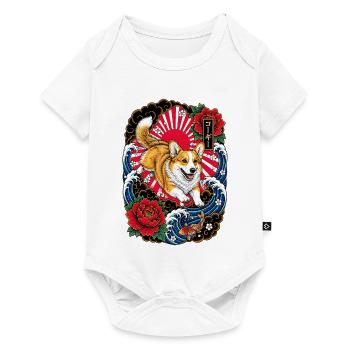 Pembroke Welsh Corgi im Japan Tattoo Stil - Baby Premium Kurzarmbody - Weiß - Vorne