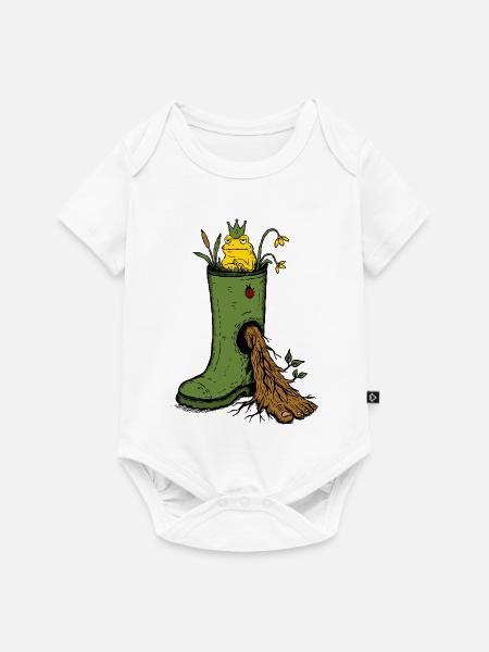 Froschkönig Gummistiefel-Garten-Doodle - Baby Premium Kurzarmbody - Weiß