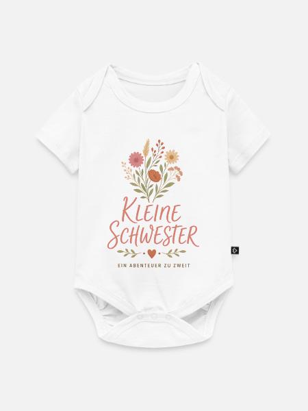 Kleine Schwester Blumen Design - Baby Premium Kurzarmbody - Weiß