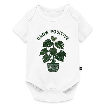 Motif positif de monstera de croissance - Body à manches courtes Premium Bébé - blanc - Devant