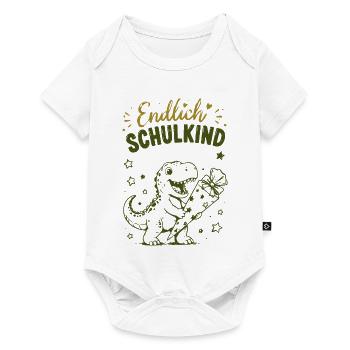 Endlich Schulkind Dino Stift - Baby Premium Kurzarmbody - Weiß - Vorne