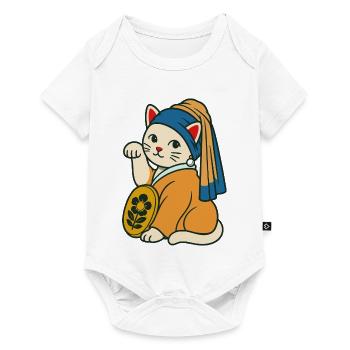 The Kitten with a Purrl Earring – Maneki Neko - Baby Premium short-sleeve bodysuit - white - Front