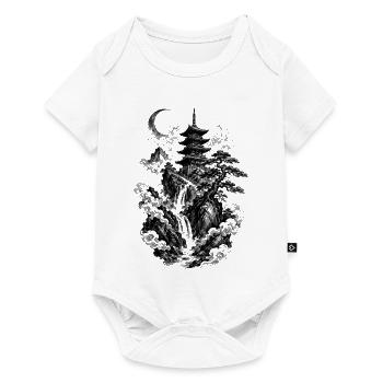 La nature japonaise avec pagode et cascade - Body à manches courtes Premium Bébé - blanc - Devant