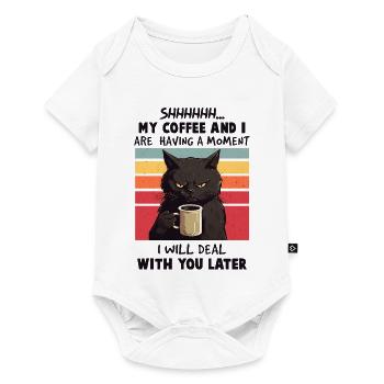 A funny vintage design featuring a grumpy black ca - Body à manches courtes Premium Bébé - blanc - Devant
