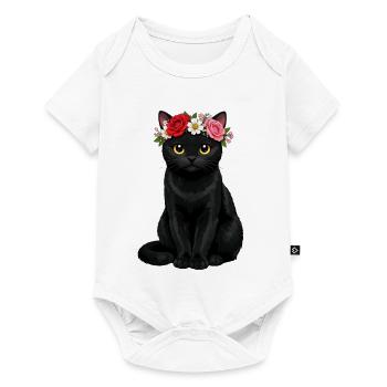 Schwarze Katze  - Baby Premium Kurzarmbody - Weiß - Vorne