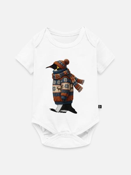Pinguin im Strickpullover Winter Weihnachten - Baby Premium Kurzarmbody - Weiß