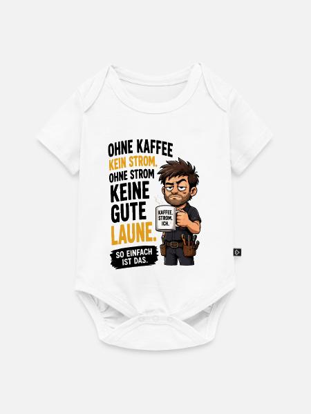 Kaffee Strom Gute Laune - Baby Premium Kurzarmbody - Weiß