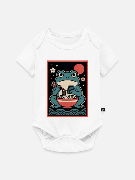 Frosch-Nudelphone Retro-Poster - Baby Premium Kurzarmbody - Weiß