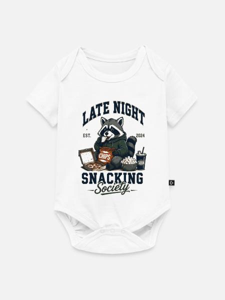 Late Night Snacking Society Waschbär - Baby Premium Kurzarmbody - Weiß