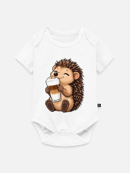 Igel mit Latte Macchiato - Baby Premium Kurzarmbody - Weiß