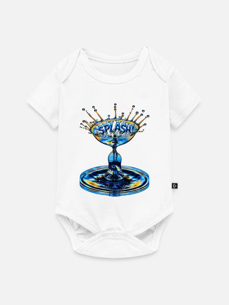 "Splash" - Baby Premium Kurzarmbody - Weiß