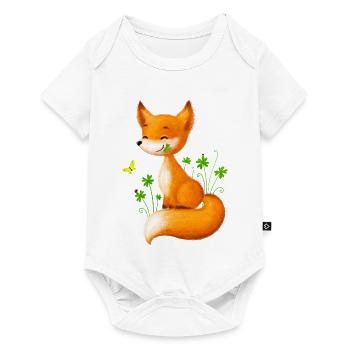 Süßer Fuchs in Kleeblättern - Baby Premium Kurzarmbody - Weiß - Vorne