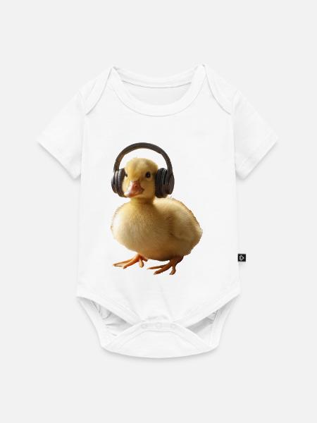 Küken mit Kopfhörern - Baby Premium Kurzarmbody - Weiß