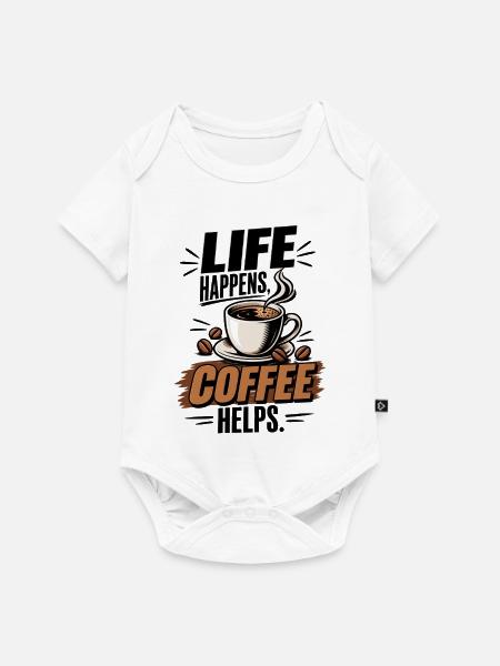 Life Coffee Kaffeefan Design - Baby Premium Kurzarmbody - Weiß
