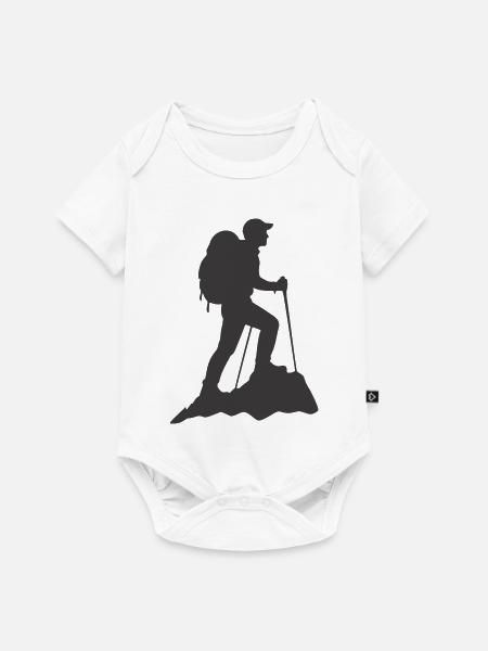 Bergsteiger Silhouette mit Rucksack - Baby Premium Kurzarmbody - Weiß