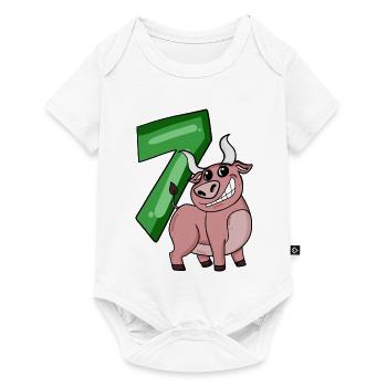 7. Geburtstag Motiv Stier - sieben Jahre alt - Baby Premium Kurzarmbody - Weiß - Vorne