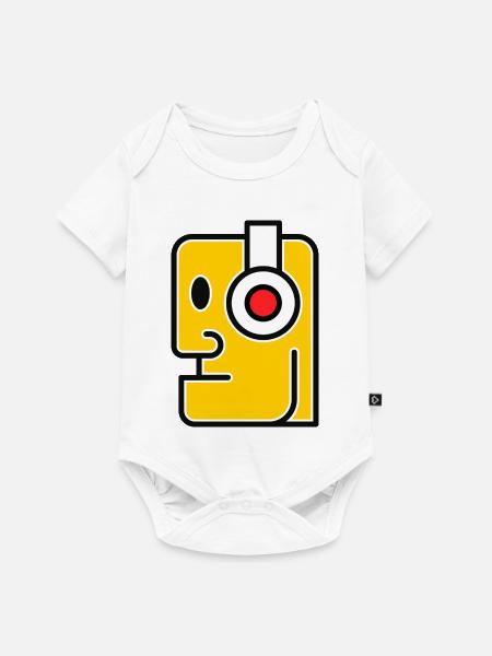 Cartoon-Stil Kopf mit Kopfhörern - Baby Premium Kurzarmbody - Weiß