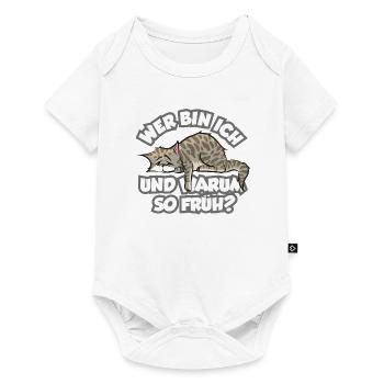 Niedliche Langschläfer Katze mit lustigem Spruch - Baby Premium Kurzarmbody - Weiß - Vorne