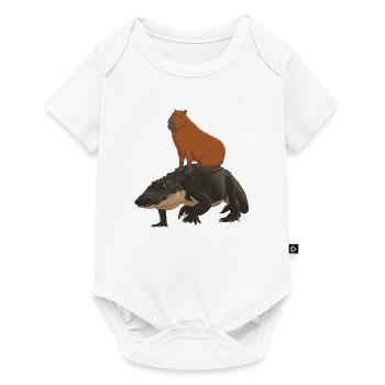 Capybara sur alligator - Body à manches courtes Premium Bébé - blanc - Devant