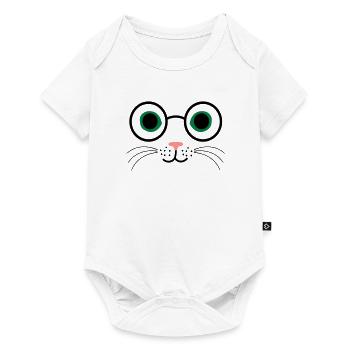 chat lunettes - Body à manches courtes Premium Bébé - blanc - Devant