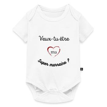 Veux-tu être ma super marraine ? Idée cadeau - Body à manches courtes Premium Bébé - blanc - Devant