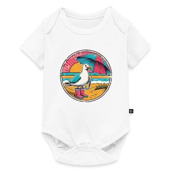 Coloré Pop Art mouette Wellington bottes et parapluie - Body à manches courtes Premium Bébé - blanc - Devant