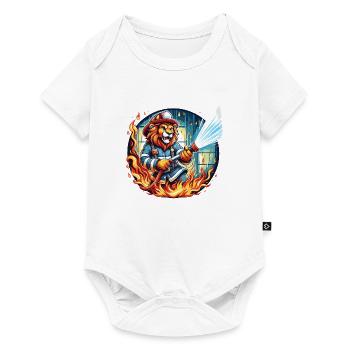 Lion, Pompier, Pompier, Flammes, Héros - Body à manches courtes Premium Bébé - blanc - Devant