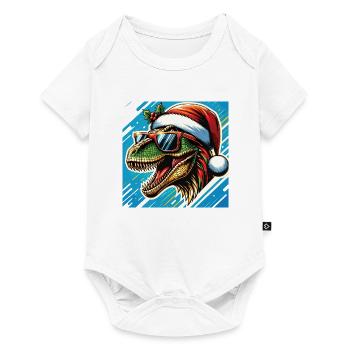 Christmas T-Rex Santa Claus with Sunglasses - Baby Premium short-sleeve bodysuit - white - Front