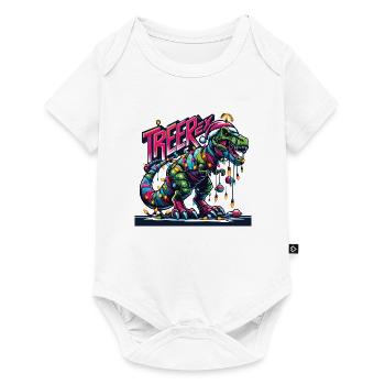 Tree-Rex T-Rex Dinosaurier rockt Weihnachten - Baby Premium Kurzarmbody - Weiß - Vorne