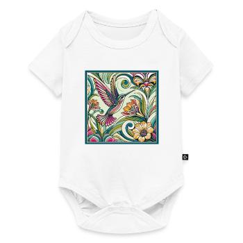 Floral Hummingbird Colorful Floral Art Nouveau - Baby Premium short-sleeve bodysuit - white - Front
