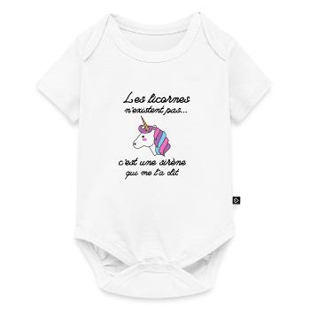 T shirt enfant body bébé licornes humour - Body à manches courtes Premium Bébé - blanc - Devant