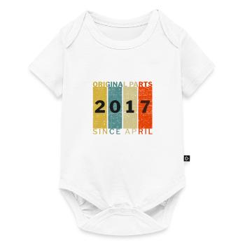 Born In April 2017 Funny Birthday Retro Quote - Baby Premium short-sleeve bodysuit - white - Front