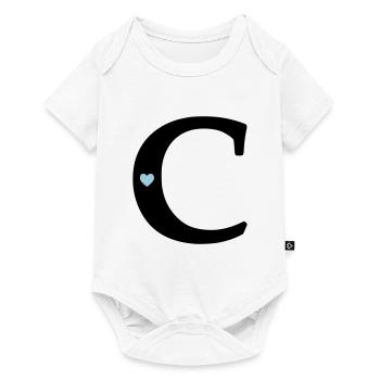 Buchstabe C Anfangsbuchstabe - Baby Premium Kurzarmbody - Weiß - Vorne