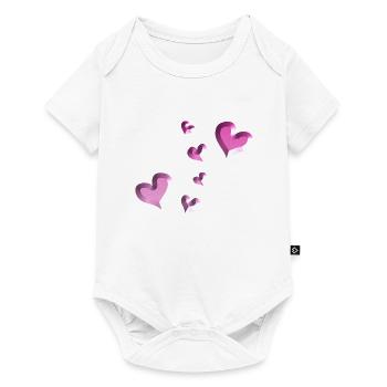 motif de cœur rose paillettes - Body à manches courtes Premium Bébé - blanc - Devant