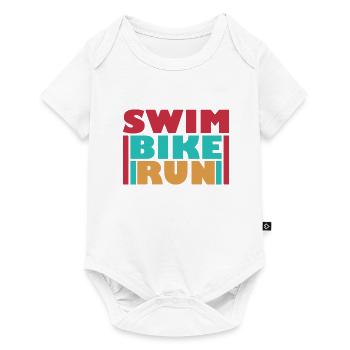 Triathlon Schwimmen Radfahren Laufen Sport - Baby Premium Kurzarmbody - Weiß - Vorne