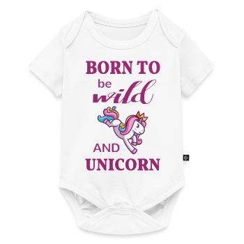 Unicorn Funny - Born to be wild and unicorn - Baby Premium short-sleeve bodysuit - white - Front