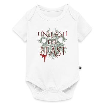 Wikinger Totenkopf Design Spruch: Unleash Beast - Baby Premium Kurzarmbody - Weiß - Vorne