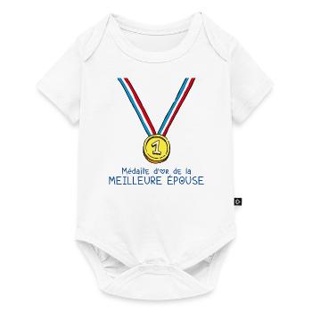T-shirt Médaille d'or de la meilleure épouse - Body à manches courtes Premium Bébé - blanc - Devant