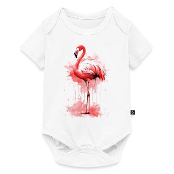 Flamingo Bird Exotic Summer Splash Pink Pink - Baby Premium short-sleeve bodysuit - white - Front