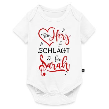 Mein Herz schlägt für Sarah - Baby Premium Kurzarmbody - Weiß - Vorne