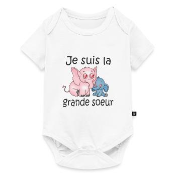 Je suis la grande soeur B - Baby Premium short-sleeve bodysuit - white - Front