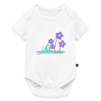 two flowers purple blue glitter - Baby Premium short-sleeve bodysuit - white - Front
