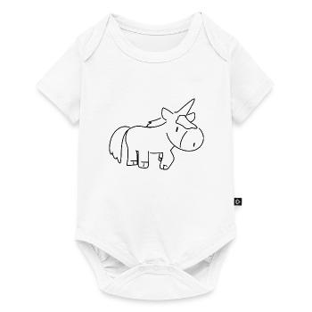 Licorne Symbole Animal Dessin Animé Fantaisie - Body à manches courtes Premium Bébé - blanc - Devant