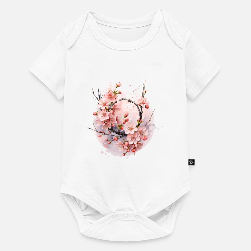 Fleurs de pêcher, fleurs de cerisier, Chine, Japon, Corée - Body à manches courtes Premium Bébé - blanc