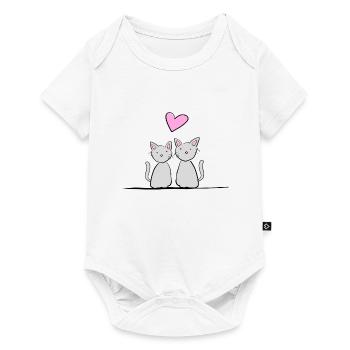 Cat Line Couples Heart Love - Baby Premium short-sleeve bodysuit - white - Front