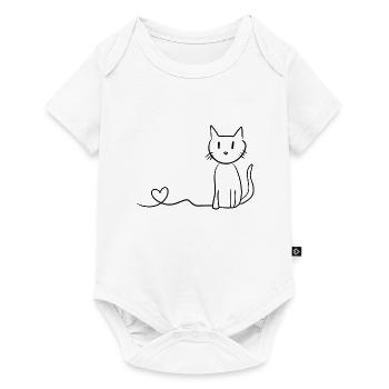 Cat Line Heart Symbol Love - Baby Premium short-sleeve bodysuit - white - Front