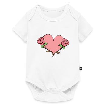 Rose Flower Heart Shape Symbol Pink Flowers - Baby Premium short-sleeve bodysuit - white - Front