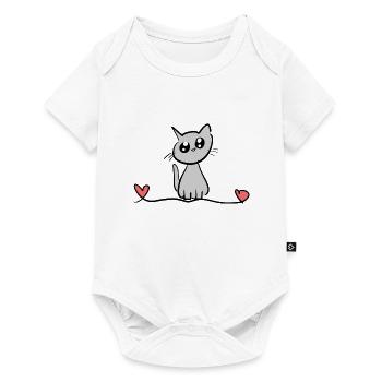 Cat Animal Line Heart Pet Small - Baby Premium short-sleeve bodysuit - white - Front