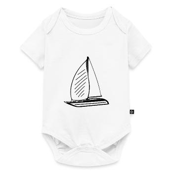 Sportliches Segelboot mit Segeln - Baby Premium Kurzarmbody - Weiß - Vorne